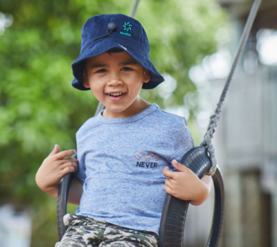 Kid on swing